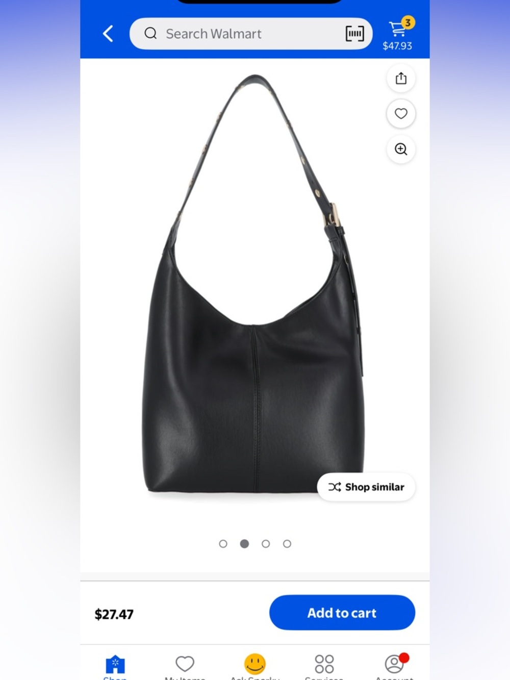 Black Shoulder Bag with Grommet Strap - Picture 5 of 5